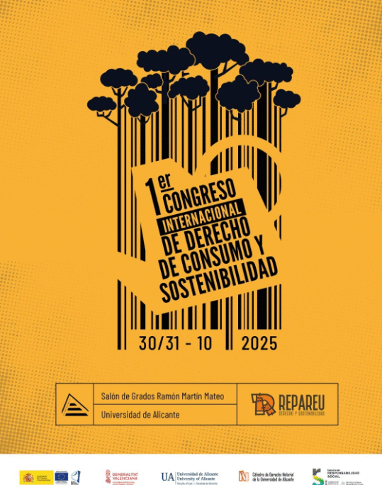 Diseño gráfico para el I Congreso Internacional de Derecho de Consumo y Sostenibilidad de Repareu: el lenguaje visual del compromiso jurídico